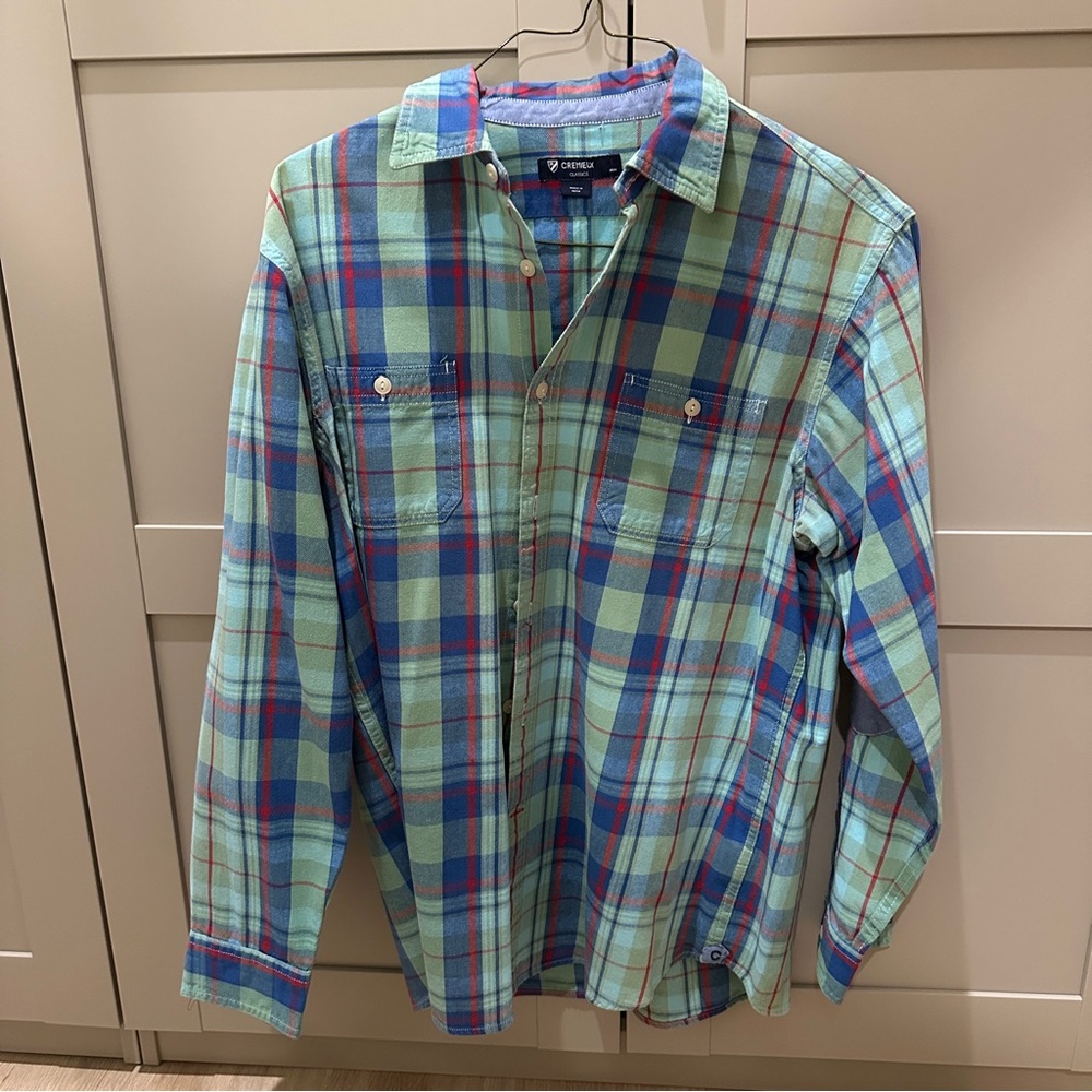 Daniel Cremieux Men's Green and Blue Plaid Shirt